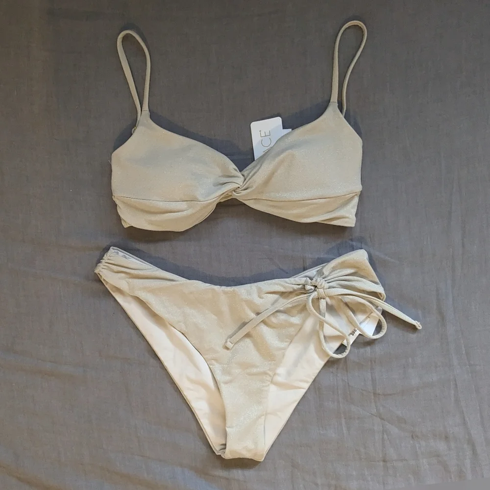L*Space Ringo Amal Bikini Set Shimmer Bone